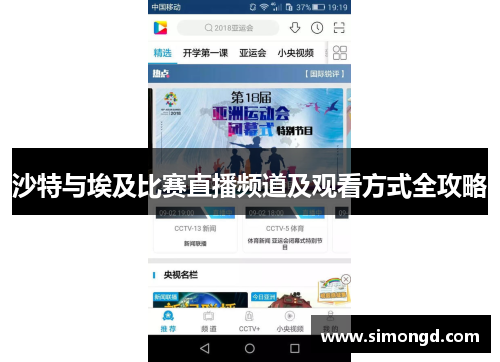 沙特与埃及比赛直播频道及观看方式全攻略